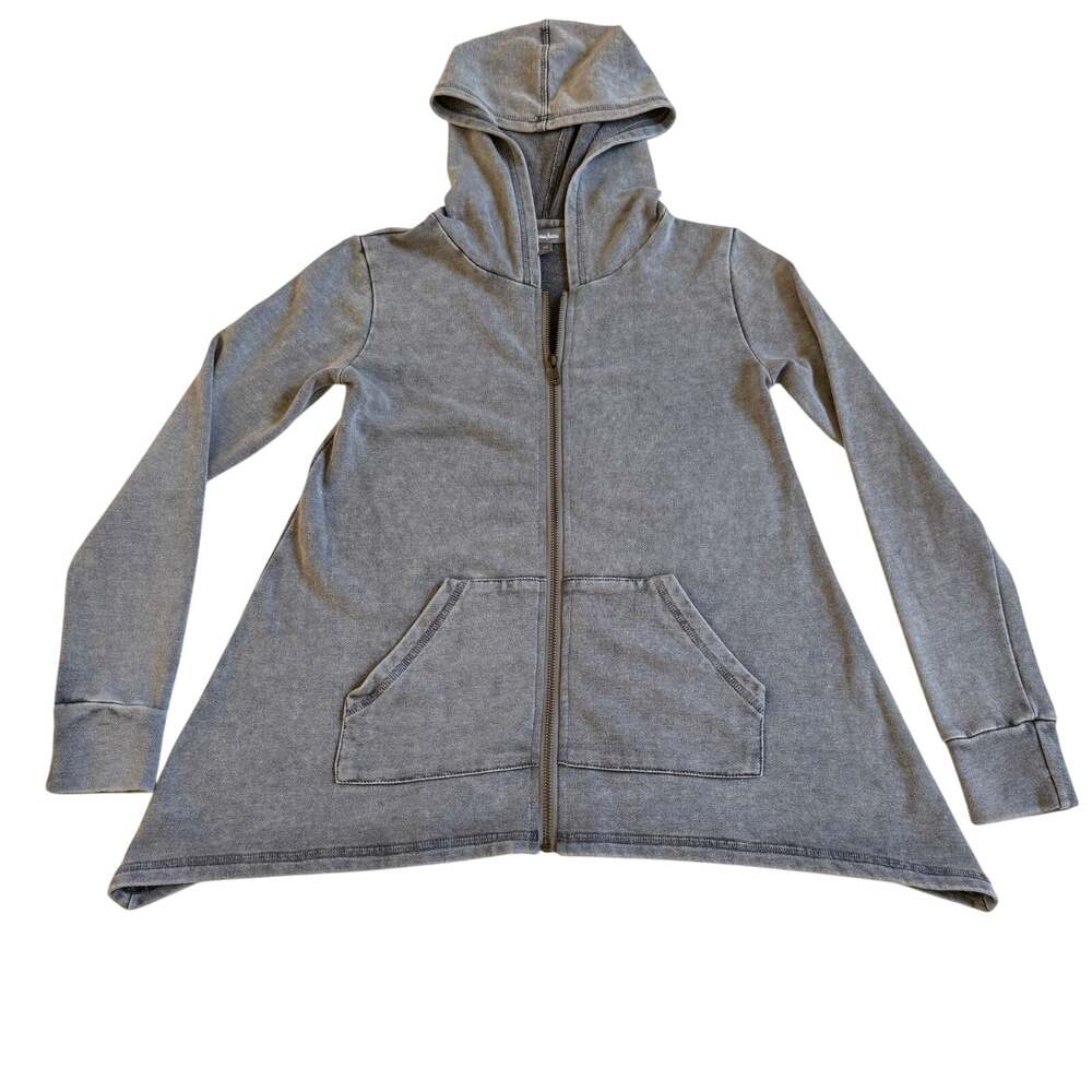 Neiman Marcus Zip Front Hoodie Gray Washed Size XS Luxury Brand Long Sleeve EUC